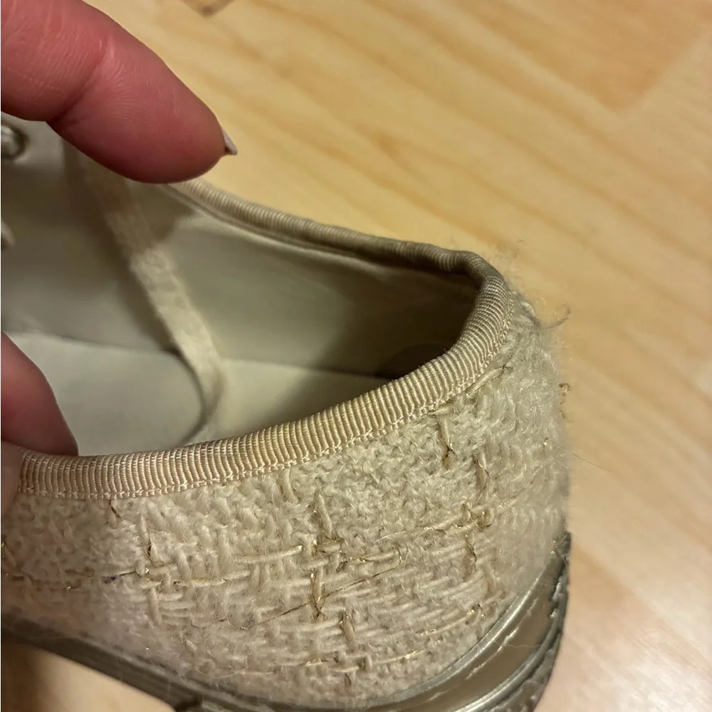 CHANEL Cream Tweed sneakers